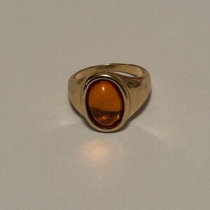 Gold Ring with Amber Colored Stone